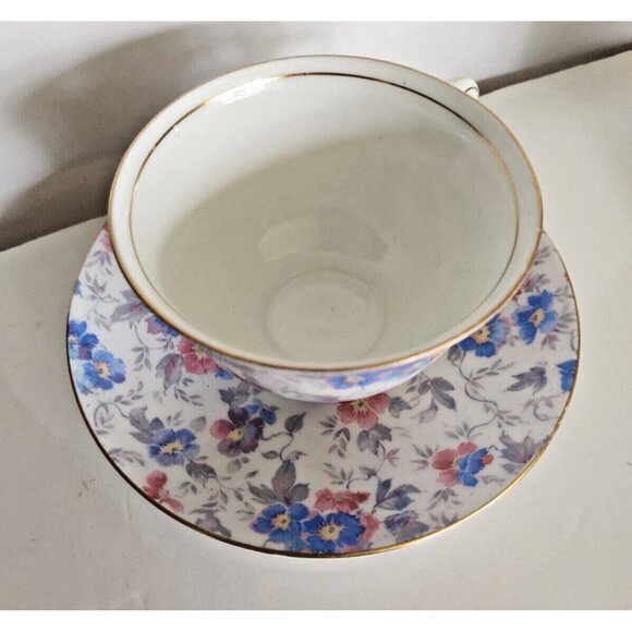 Vintage Colclough Chintz Floral Wide Mouth Tea Cup & Saucer  England 1950's - Picture 5 of 12